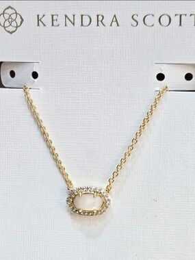 KENDRA SCOTT Chelsea 14K Gold & Mother-of-Pearl CZ Pendant Necklace NEW NWT